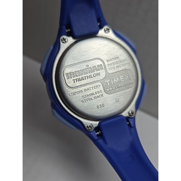 Timex Ironman Triathlon 10Lap Blue Digital Wristwatch Indiglo WR100M New Battery - Picture 10 of 10